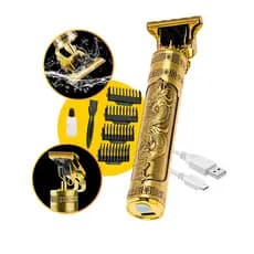Máquina Profissional De Cortar Cabelo e Barbear - Recarregável - Alta Potência e Durabilidade - Dragão Dourado