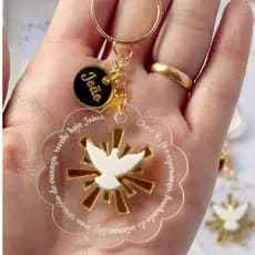 CHAVEIRO LEMBRANCINHA BATIZADO/EUCARISTIA/CRISMA - CHAVEIRO DE ACRÍLICO COM TAG PERSONALIZADA.