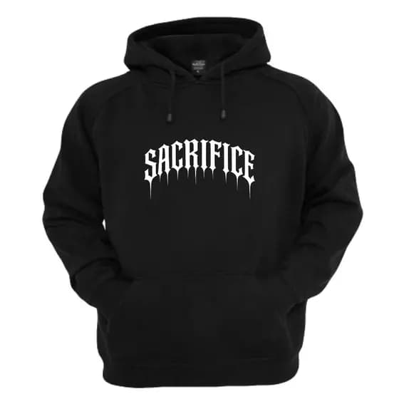 Moletom Blusa Frio Casaco Algodão Canguru Estampado SACRIFICE ADULTO Cristã Bolso Confortavel