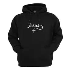 Moletom Blusa de Frio Canguru Cruz Jesus Centralizada Cristã Gospel Unissex