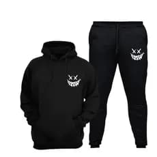 Moletom Canguru Confortável Smiley Evil Smile Blusa De Frio + Calça Linha Premium Moleton Canguru Com Bolso e Capuz