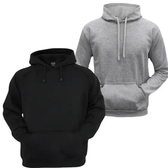 Kit 2 Blusas Moletom Canguru Com Capuz e Bolso Sem Estampa Liso Unissex Casaco Flanelado Masculino Feminina