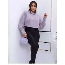 Cropped Feminino Manga longa Com Gola alta Lanzinha