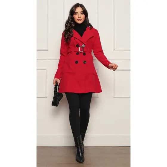 Blusa de Frio feminina Casaco Sobretudo Feminino Moletom Poliéster Flanelado com Botões e Cinto do M ao G3