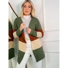 Casaco Sobretudo de  Inverno Feminino Tricot Cardigan de Tricô