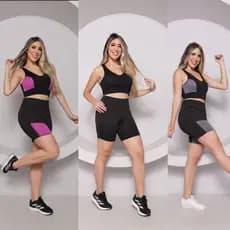 conjunto feminino academia short + top costa nadador conjunto  Fitness com bermuda verão