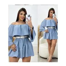Vestido Macaquinho Feminino, macaquinho ciganinha, tecido duna Manga longa