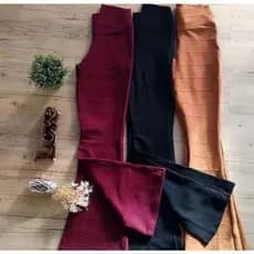 kit com 3 calças flary cintura alta bandagem