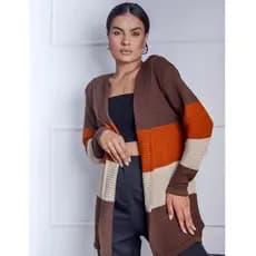 Casaco de frio Feminino  Em Tricô Quentinho Tricolor