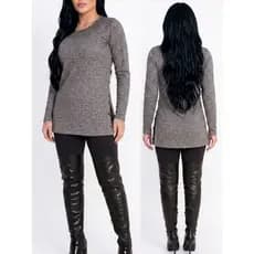 blusa tapa bumbum  com manga longa feminina veste legging blusa longa  cobre bumbum canelada com botões