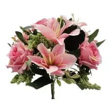 Buquê De Rosas e Lirios Com folhagem Flor Artificial Para Decoração Casamento