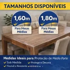 Toalha Mesa Transparente 1,60 1,80 PVC Impermeável Proteção Madeira Anti Mancha Flexível 0,10mm