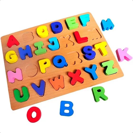 Quebra Cabeça Encaixe Letras Didático Alfabeto Brinquedo Mdf