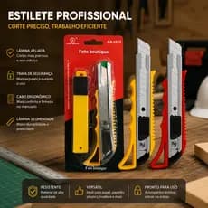 Estilete Profissional Doméstico Retratil com Caixa Refil Lamina Extra