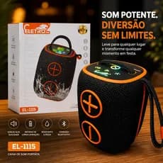 Caixa de Som Bluetooth Portátil LED 50W Prova D'agua com Alça Ajustável Eletromex
