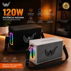 Caixa de Som Bluetooth 120W Premium LED RGB com Alça de Transporte Altomex