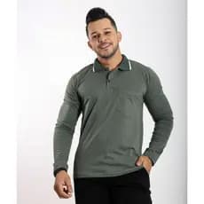 Camisa gola polo masculina masculino com bolso manga longa