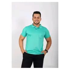 Camiseta Gola Polo Plus Size Masculina Casual Básica Malha Piquet Com Bolso Poliéster