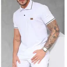 camiseta masculina adulto algodão moda  gola polo masculino