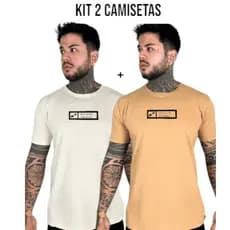 Camiseta masculina algodão Luxo moda kit 2 peças