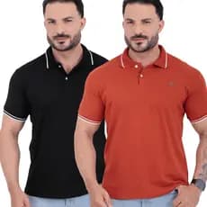 Kit 2 Camiseta Gola Polo Masculina 100% Algodão Cores Basicas Coloridas Camisa Para Homem