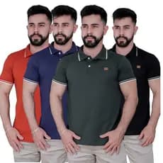 Kit 4 Camiseta Gola Polo Masculina 100% Algodão Varias Cores Camisa Basica Para Homem