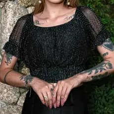 Cropped  de tule  com  bojo