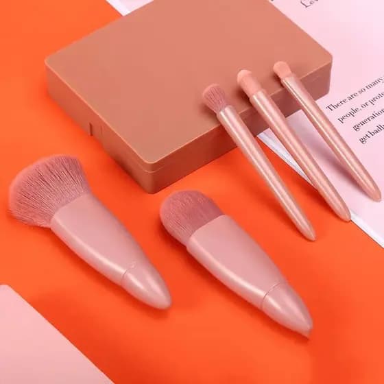 Kit espelho 12 pç  De Maquiagem Portátil Com 5 Pcs Pincéis De Maquiagem Lupa Mão Segurar Bolso Dobrável Maquiagem pele