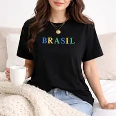 Camiseta Feminina Copa Do Mundo Camisa 100% Algodão Blusa Torcedora Blusinha T-shirt Brasil