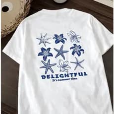 Camiseta Estrelas Do Mar Masculina Praiano Blusa 100% Algodão Camisa Feminina Tendencia