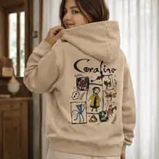 Moletom com Capuz Agasalho Estampado Cartoon Coraline Blusão Desenho Feminino Inverno Geek