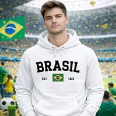 Moletom Copa do Mundo 2026 Blusão Unissex Casaco Brasileiro Campeão Blusa De Frio Canguru Algodão