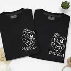 Kit Camiseta Personalizada Blusa Casal Frente Camisa Personalizado Iniciais Data ENVIAR NO CHAT