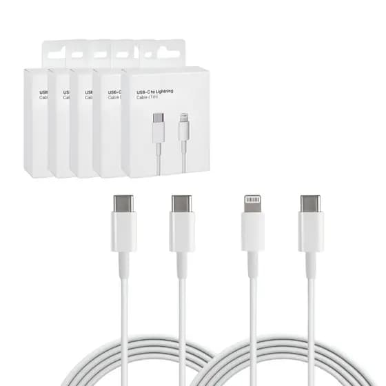 Kit 5 Cabo Carregador Turbo Celular Tipo C Lightning Fonte Transferência de Dados Carregador Celular Carregamento Turbo