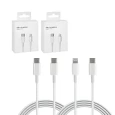 Kit 2 Cabo Carregador Turbo Celular Tipo C Lightning Fonte Transferência de Dados Carregador Celular Carregamento Turbo