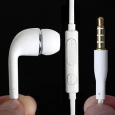 Fone De Ouvido J5 Headset Conector P3 Galaxy Branco Borracha Microfone e Ajuste De Volume
