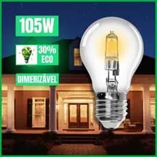 Lâmpada Trasparente Bulbo 105W E27 Halogena Branco Quente 2700K Eco