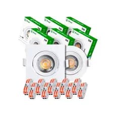 Kit 5 Luminária Led Spot 5W +5Conector Fios 2 Vias 5mm² 250V 32A Redondo Quadrado Embuti Frio Quente