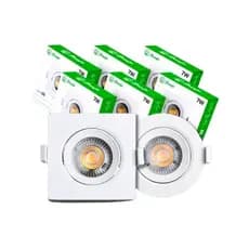 Kit 10 Luminária Led Spot 7W Redondo Quadrado Embutido Branco Frio Quente 3000k 6500k Bivolt Teto