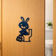 Enfeite Decorativo de Banheiro Coelho WC – Plaquinha Porta Banheiro Divertida