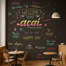 Papel de Parede para Açaiteria açai Lavável Auto Colante Tamanho Personalizado