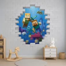 5d Papel de Parede 3d Minecraft Decoração Quarto Facil Aplicação Auto Colante