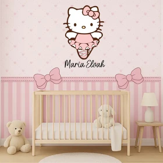 Hello Kitty Papel de Parede Adesivo Bailarina Para Decoração Quarto Infantil Menina
