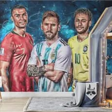Papel de Parede Adesivo Futebol Cr7, Neymar, Messi