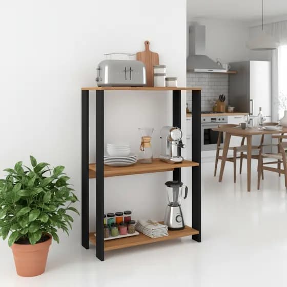Estante Pequena Sapateira Livreiro Estilo Industrial Prateleira Aparador Buffet sala Cozinha Quarto Decoração Preto/Nat
