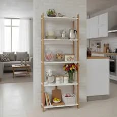 Estante Organizador Livreiro Estilo Industrial MDP Escritorio Prateleira Livros Sala Cozinha Decoração BRANCO/NATURE