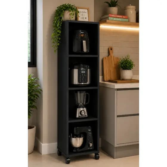 EXCLUSIVO Estante Armário Multiuso Torre Quente Cozinha Panela Pressão Air Fryer Organizador Prateleira Banheiro Rodas