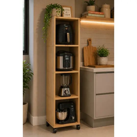 EXCLUSIVIDADE Estante Armário Multiuso Torre Quente Cozinha Panelas Air Fryer Organizador Prateleira Sala Banheiro Rodas