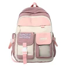 Mochila Juvenil Feminina Casual Cute Duo Passeio Cores:Roxo com Rosa
