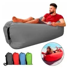 Colchão Sofá Inflável Puff Portátil Praia Camping Parque Cores:Rosa